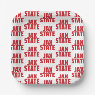 Jacksonville State University JAX STATE Bold Red Paper Plate
