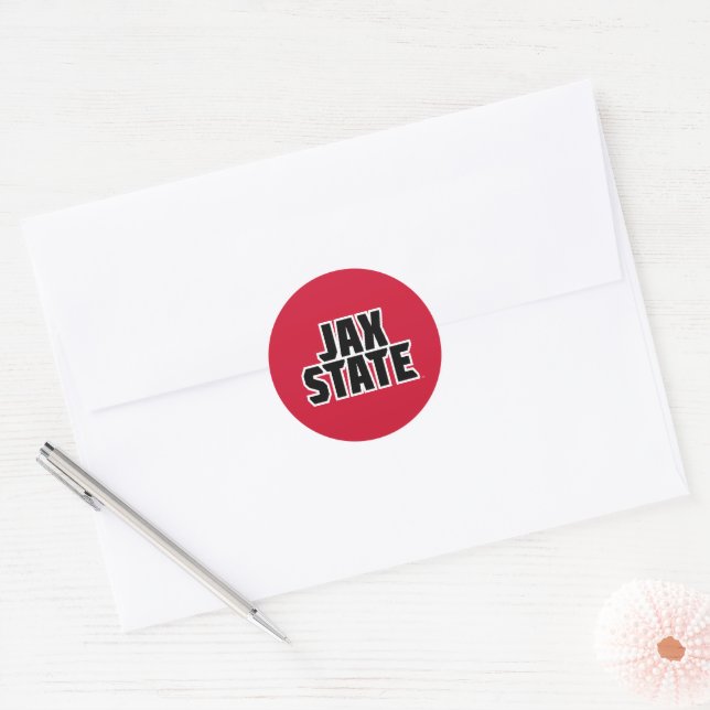 Jacksonville State University JAX STATE Bold Text Classic Round Sticker (Envelope)