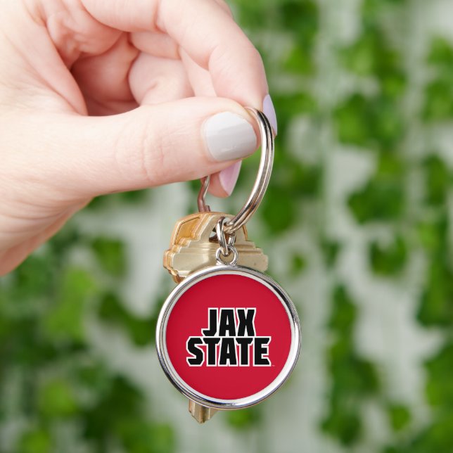 Jacksonville State University JAX STATE Bold Text Key Ring (Hand)