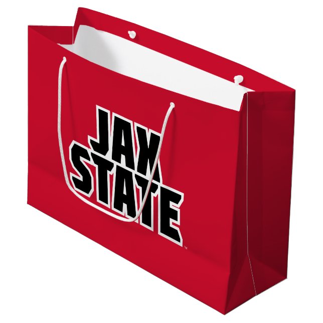 Jacksonville State University JAX STATE Bold Text Large Gift Bag (Front Angled)