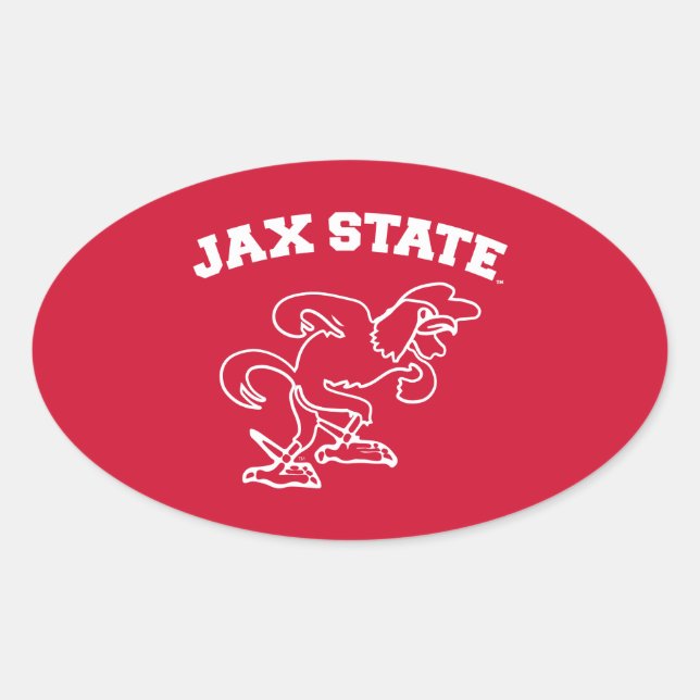 Jacksonville State University JAX State Gamecocks Oval Sticker (Front)
