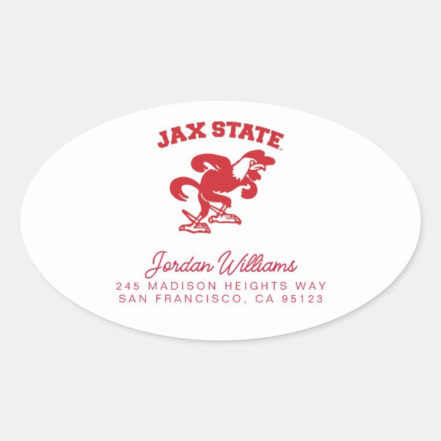 Jacksonville State University JAX State Gamecocks Oval Sticker (Front)