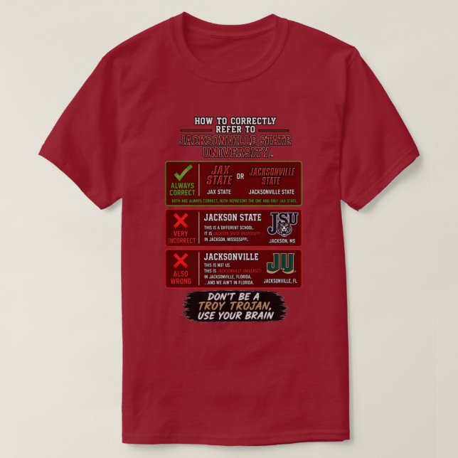 Jacksonville State University Reference Guide Red  T-Shirt (Design Front)