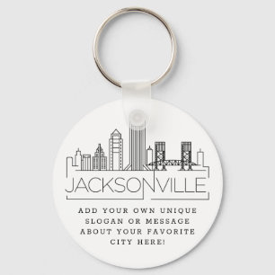 Jacksonville Stylised Skyline   Custom Slogan Key Ring