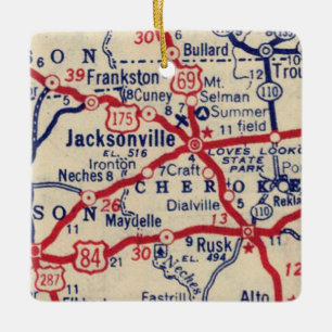 Jacksonville TX 1941 Map Ceramic Ornament