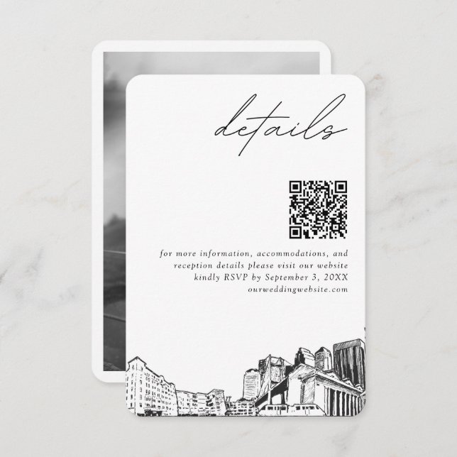 Jacksonville Wedding Details QR Code Small Enclosure Card (Front/Back)