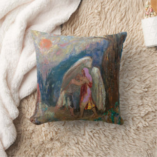 Jacob and the Angel Odilon Redon Cushion