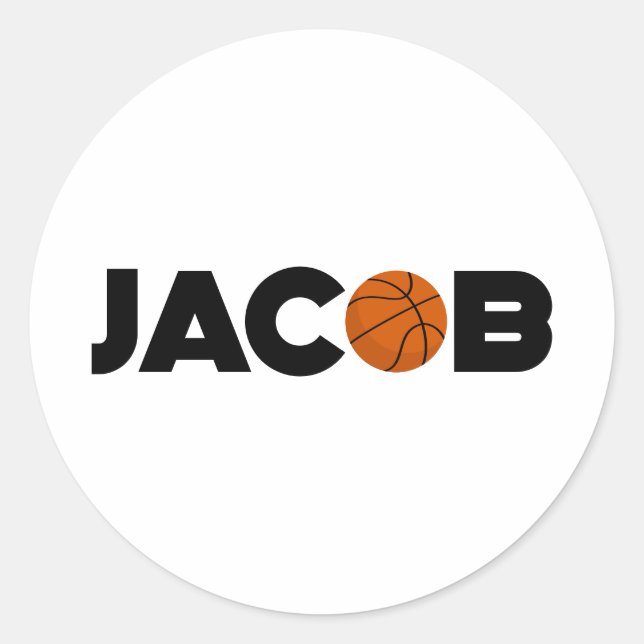 Jacob Basketball Classic Round Sticker (Front)