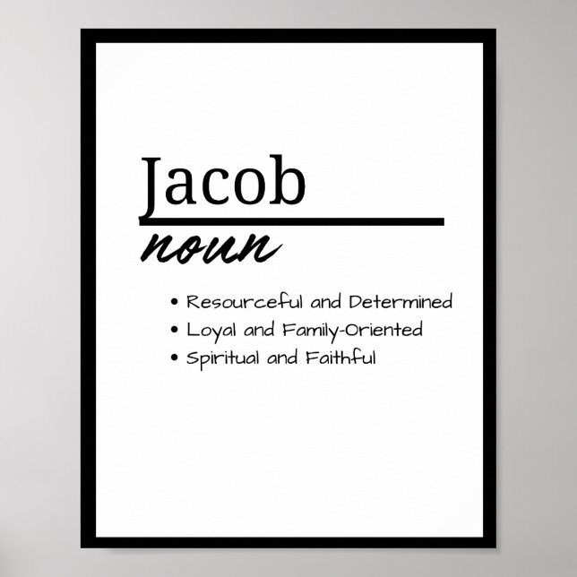 Jacob, Boy Personalised Name Definition Poster (Front)