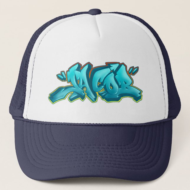 JACOB Graffiti Name - Trucker Hat (Front)