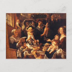 Jacob Jordaens- As the Old Sang, So the young Pipe Postcard