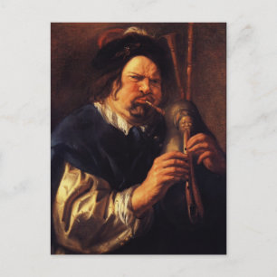 Jacob Jordaens- Self-Portrait as a Bagpipe Player Postcard