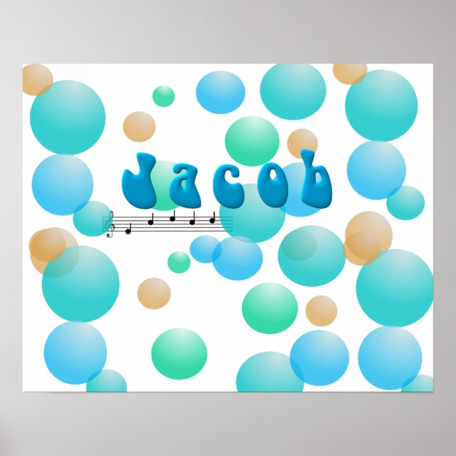 Jacob Musical Name Nursery Room Poster (Front)