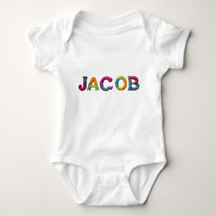 JACOB Name in Vibrant Crochet Pattern Baby Bodysuit