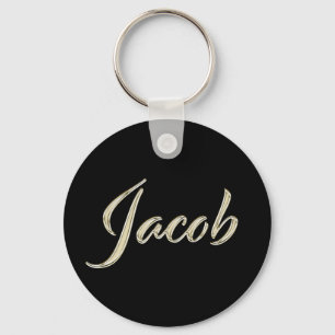 Jacob Name whitegold Button Schlüsselanhänger Key Ring