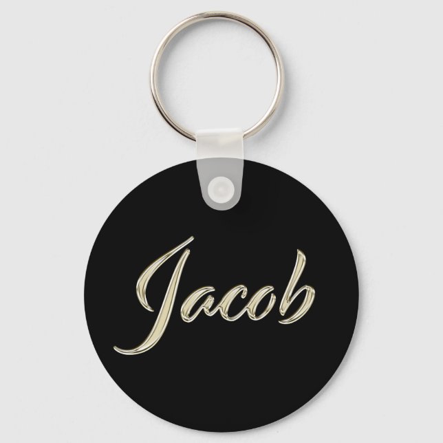 Jacob Name whitegold Button Schlüsselanhänger Key Ring (Front)