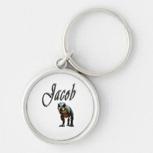 Jacob Name With Trex Dinosaur, Key Ring