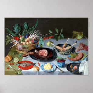 Jacob van Hulsdonck Still Life with Meat, Fish Poster