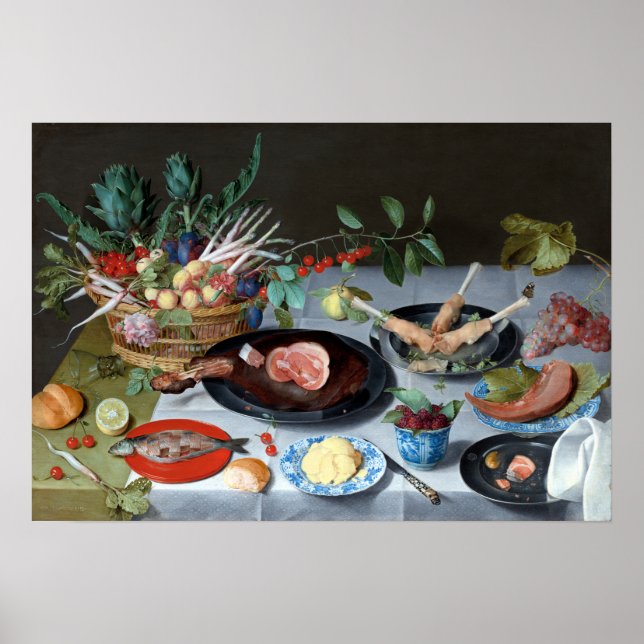 Jacob van Hulsdonck Still Life with Meat, Fish Poster (Front)