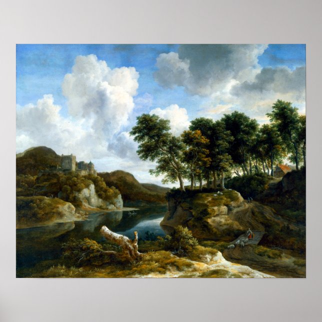 Jacob van Ruisdael River Landscape with a Castle Poster (Front)