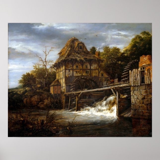 Jacob van Ruisdael Two Undershot Watermills Poster (Front)