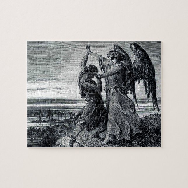 Jacob Wrestles with the Angel (Gen. 32:24-32) Jigsaw Puzzle (Horizontal)