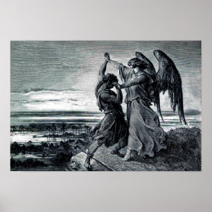 Jacob Wrestles with the Angel (Gen. 32:24-32) Poster