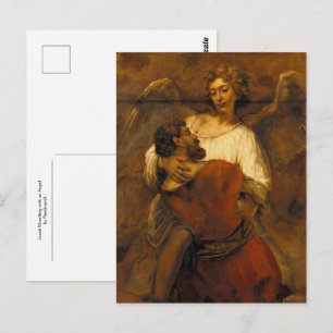 Jacob Wrestling with an Angel by Rembrandt Postcard