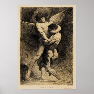 Jacob Wrestling with the Angel by Léon Bonnat 1876 Poster