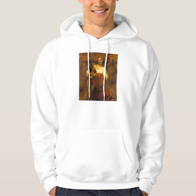 Jacob Wrestling with the Angel by Rembrandt Hoodie (Front)