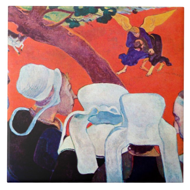 Jacob Wrestling with the Angel, Gauguin Ceramic Tile (Front)