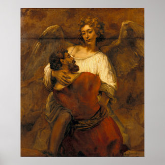Jacob Wrestling with the Angel - Rembrandt - c1659 Poster