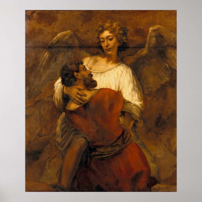 Jacob Wrestling with the Angel - Rembrandt - c1659 Poster (Front)