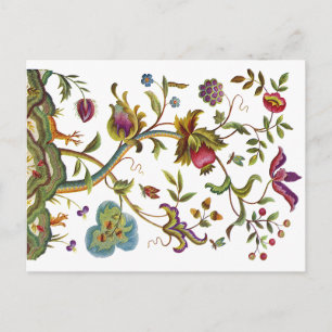 Jacobean Crewel Embroidery Tree of Life Postcard