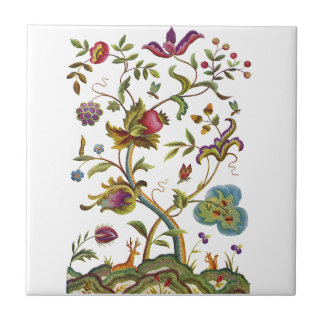 Jacobean Crewel Embroidery Tree of Life Tile