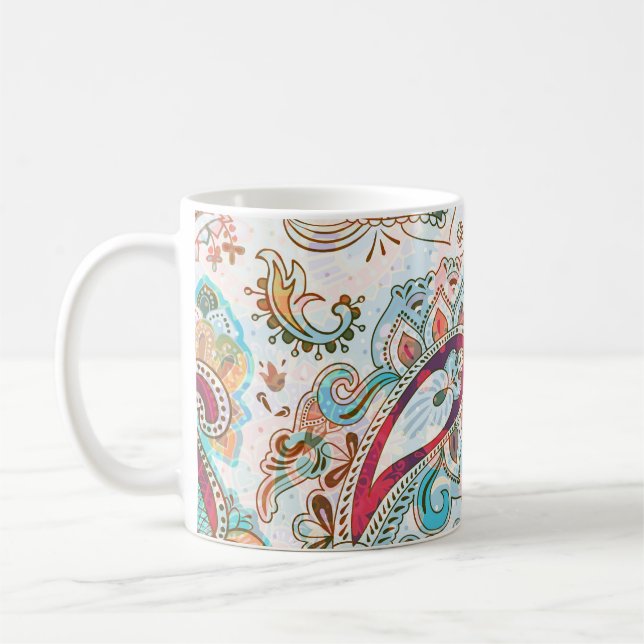 Jacobean Ethnic Floral Pattern Coffee Mug (Left)