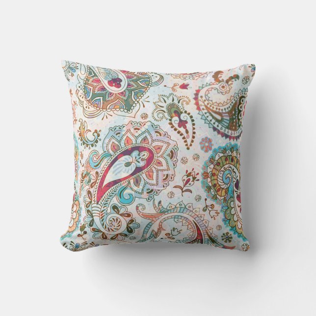 Jacobean Ethnic Floral Pattern Cushion (Front)