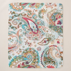 Jacobean Ethnic Floral Pattern Sherpa Blanket