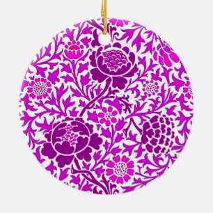 Jacobean Floral, Amethyst Purple and Lilac  Ceramic Ornament