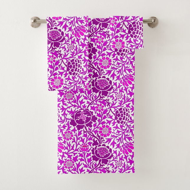 Jacobean Floral, Amethyst Purple & Lilac Bath Towel Set (Insitu)
