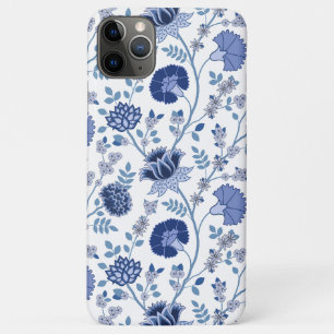 Jacobean Floral Big Pattern Blues on White iPhone 11 Pro Max Case