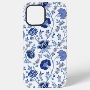 Jacobean Floral Big Pattern Blues on White iPhone 12 Pro Max Case