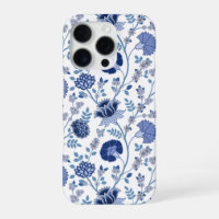 Jacobean Floral Big Pattern Blues on White