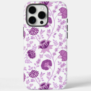 Jacobean Floral Big Pattern Pinks on White iPhone 16 Pro Max Case