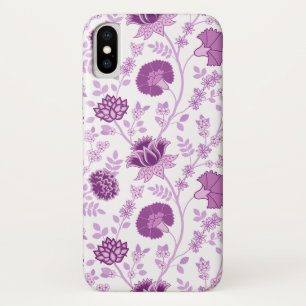 Jacobean Floral Big Pattern Pinks on White iPhone X Case