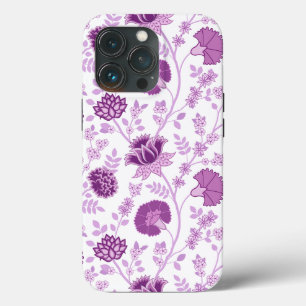 Jacobean Floral Big Pattern Pinks on White iPhone 13 Pro Case
