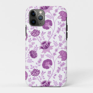 Jacobean Floral Big Pattern Pinks on White iPhone 11 Pro Case