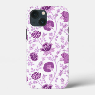 Jacobean Floral Big Pattern Pinks on White iPhone 13 Mini Case