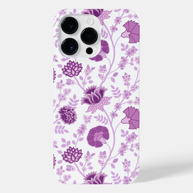 Jacobean Floral Big Pattern Pinks on White iPhone Case (Back)