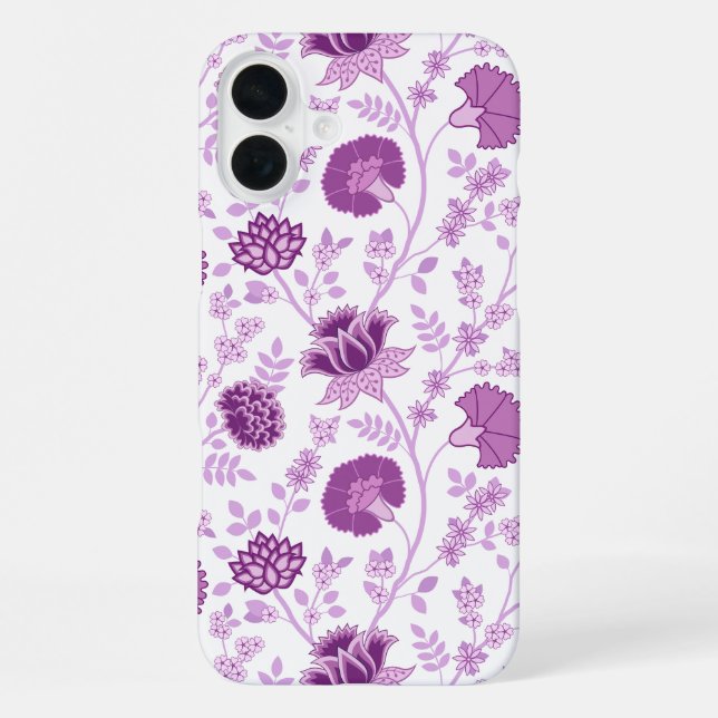 Jacobean Floral Big Pattern Pinks on White iPhone Case (Back)